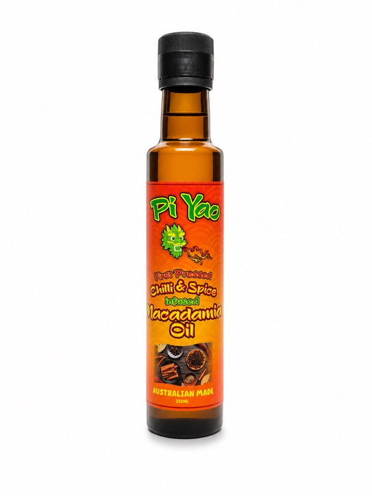 Macadamia oil infused with chilli and spice