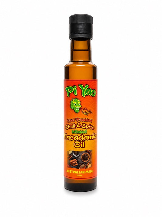 Macadamia oil infused with chilli and spice