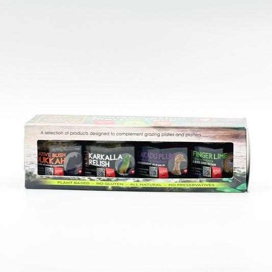Conservation Platter Gift Pack: Native Bush Dukkah, Karkalla Relish, Kakadu Plum & Blackcurrant Jam, Finger Lime & Black Genoa Fig Paste